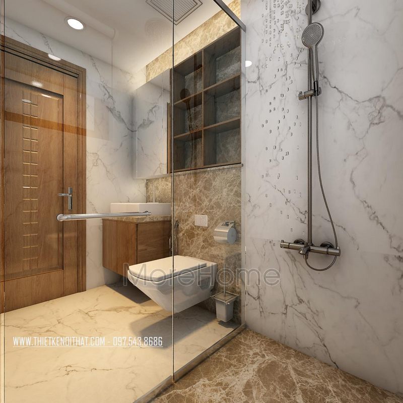 Thiết kế nội thất phòng tắm chung cư Ngoại Giao Đoàn, Bắc Từ Liêm, Hà Nội